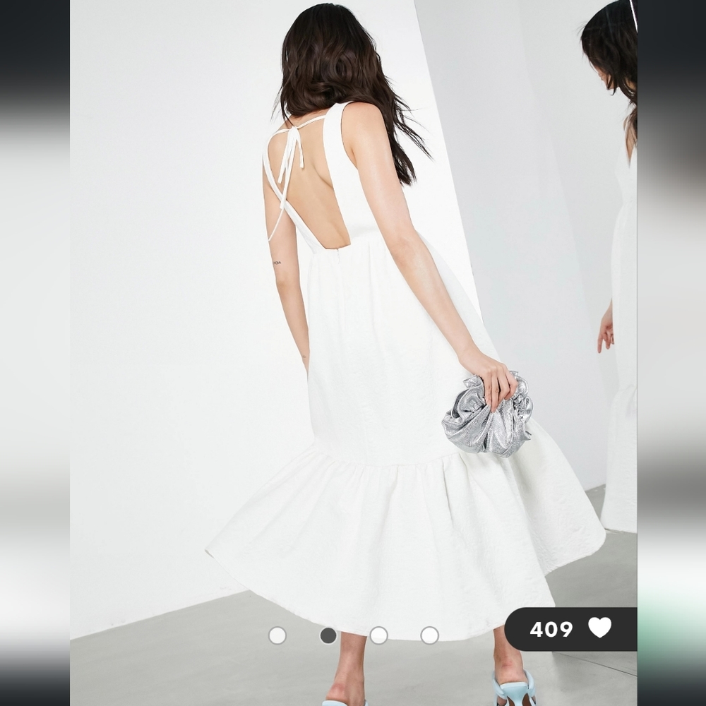 ASOS EDITION textured floral midi dress in white - Picture 8 of 8